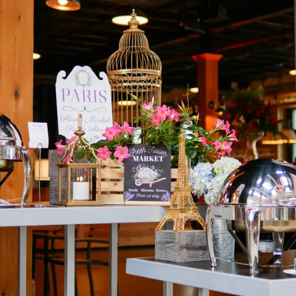 Event space with Paris-themed decor