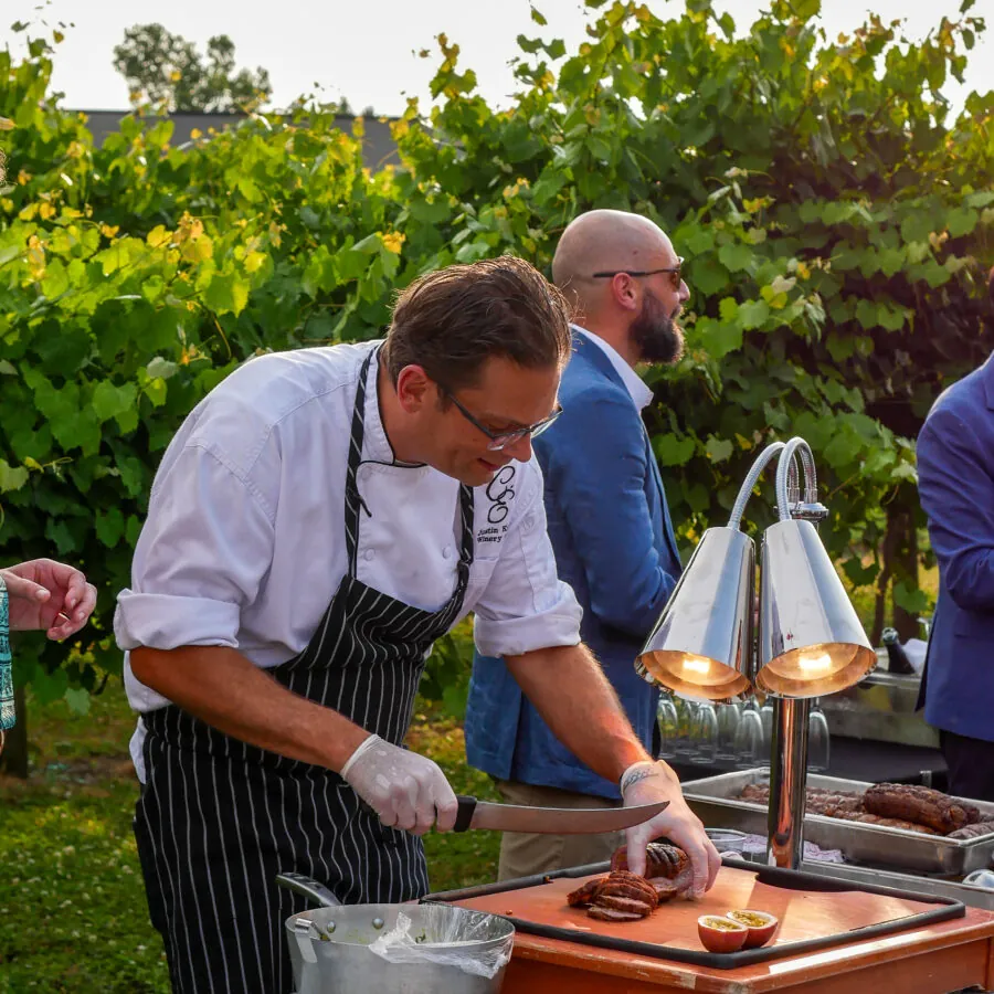 Chef cooking at outdoor station