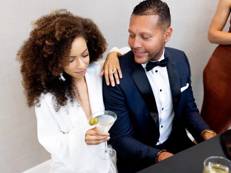 Couple enjoying cocktails together